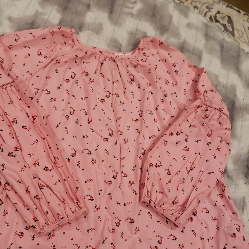 GAP kids pink floral blouse